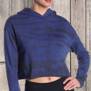 Z by Zella Mosey Tie Dye Cropped Hoodie Blue Black XS